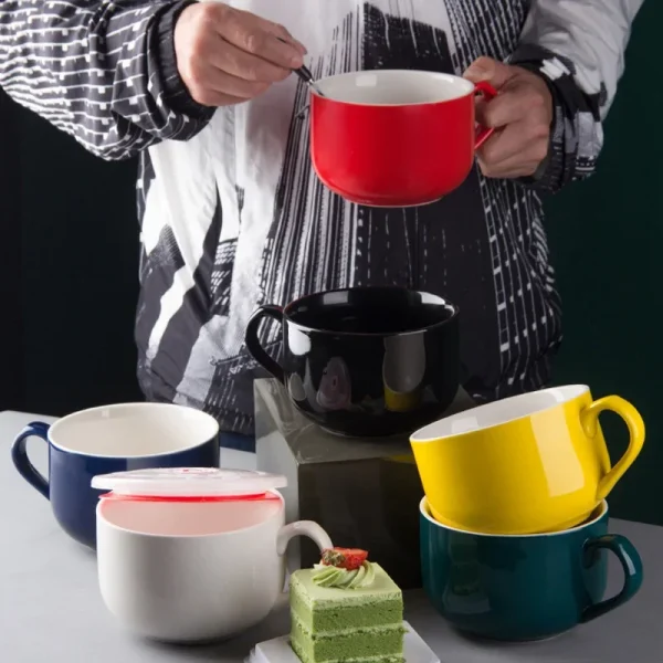 700ml Coffee Mug Large Capacity Ceramic Breakfast Oatmeal Milk Tea Cup Instant Noodles Bowl Novelty Gifts Best For Your Friends 1