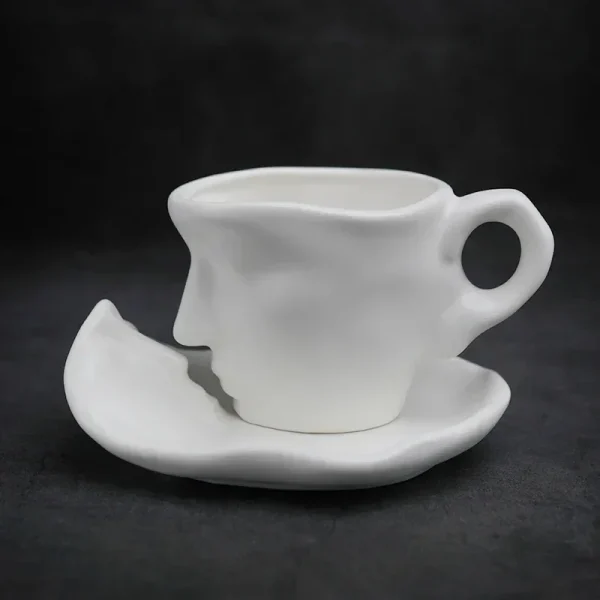 European style bar creative gift sculpture couple mug exquisite matte ceramic coffee cup and saucer set 6