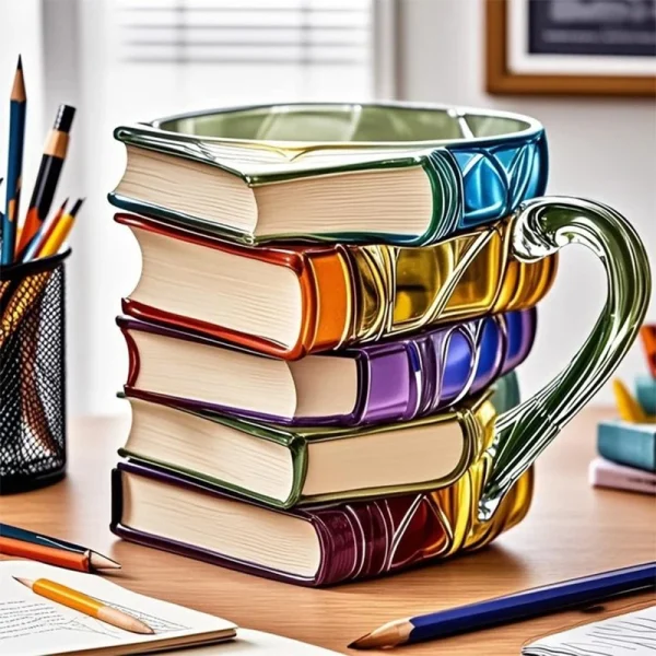 11oz Resin 3d Painted Books Coffee Mug Unique Handmade Drink Cup Creative Book-Shaped Drinkware Colorful Novelty Mugs Gifts 1