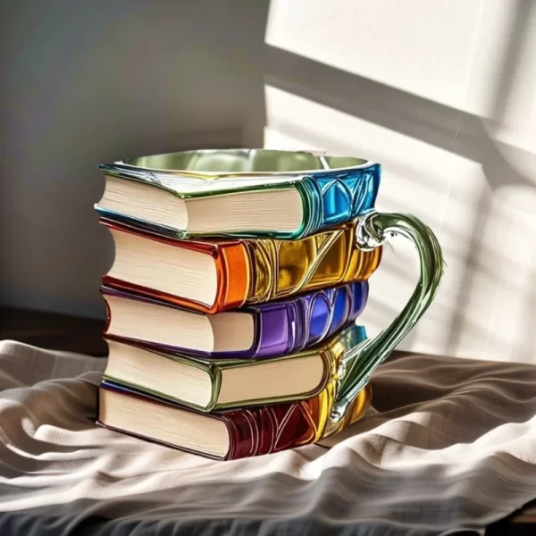 11oz Resin 3d Painted Books Coffee Mug Unique Handmade Drink Cup Creative Book-Shaped Drinkware Colorful Novelty Mugs Gifts 2