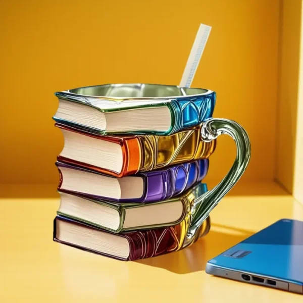 11oz Resin 3d Painted Books Coffee Mug Unique Handmade Drink Cup Creative Book-Shaped Drinkware Colorful Novelty Mugs Gifts 5