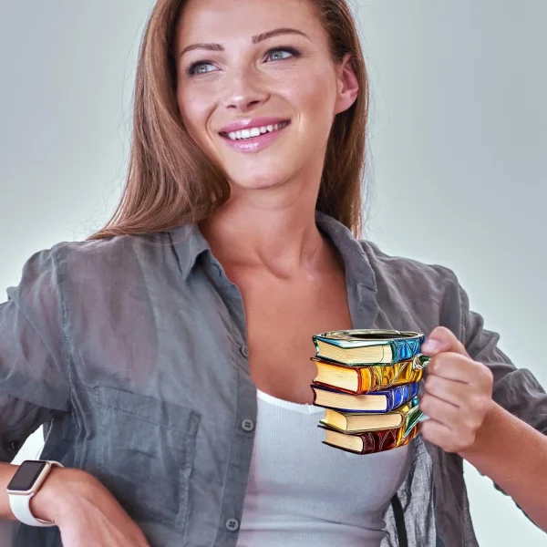 11oz Resin 3d Painted Books Coffee Mug Unique Handmade Drink Cup Creative Book-Shaped Drinkware Colorful Novelty Mugs Gifts 6