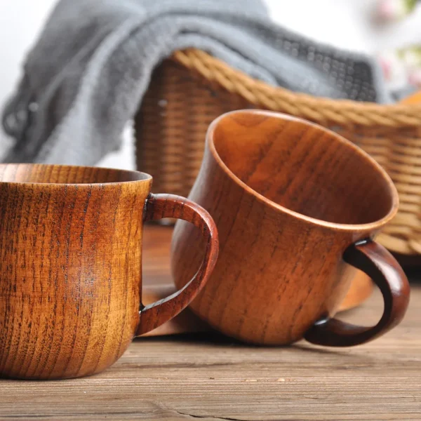 Natural Vintage Wooden Cups Coffee Creative Handmade Wood Mugs Portable Office Kitchen Light Tea Cups Drinkware Accessories 4