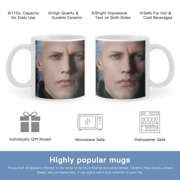 1pc 11oz Devil may cry 5 - Vergil Poster Coffee Mug Tea Cup Coffee Cup Funny Birthday Gifts for Women and Men Ceramic Mug 5