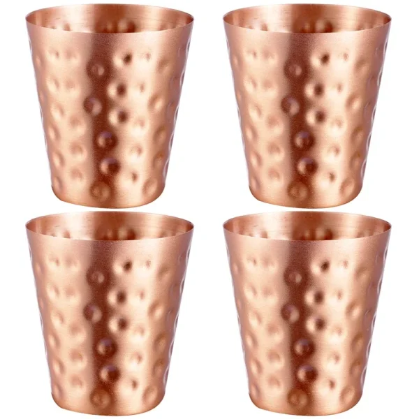 4Pcs New 100% Copper Cups Pure Solid  Moscow Mule PURE Copper Mugs-Shaped 2oz Cocktail Cups Beer Milk Mug Drinkware 1
