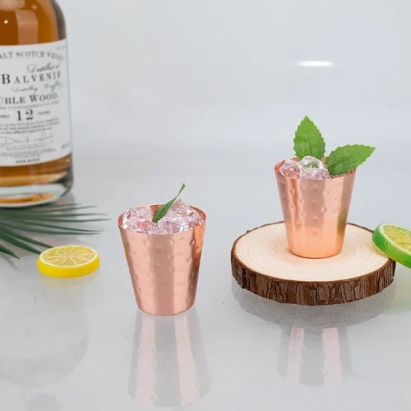 4Pcs New 100% Copper Cups Pure Solid  Moscow Mule PURE Copper Mugs-Shaped 2oz Cocktail Cups Beer Milk Mug Drinkware 3