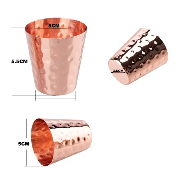 4Pcs New 100% Copper Cups Pure Solid  Moscow Mule PURE Copper Mugs-Shaped 2oz Cocktail Cups Beer Milk Mug Drinkware 6