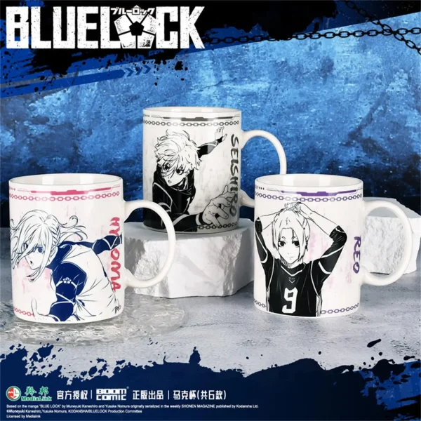 Anime BLUE LOCK Isagi Yoichi Mikage Reo Kunigami Rensuke Ceramic Mugs Coffee Milk Fans Birthday Gift for Friends 4