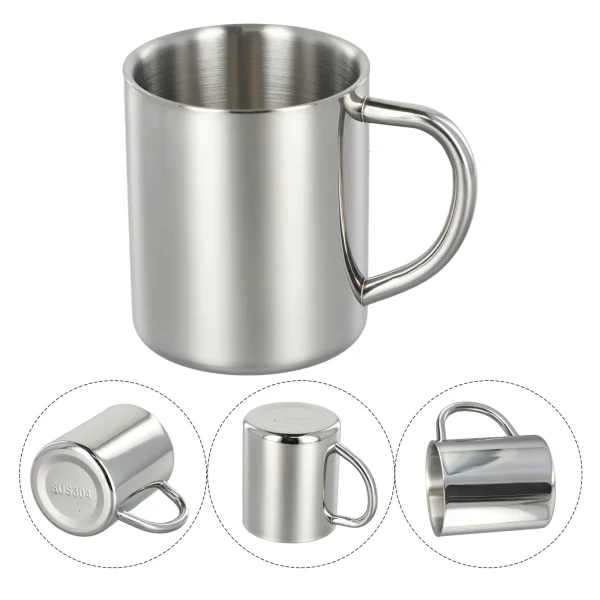 1pcs 210/301/400ML Coffee Mug 304 Stainless Steel Coffee Wine Beer Tea Juice Mug Water Cups With Handle 5