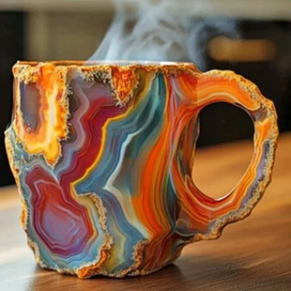 1PC Multi-Colored Mineral Crystal Coffee Mug，Natural Mineral Crystal Mug， Colorful Crystal Christmas Mugs,Christmas Gift New 3
