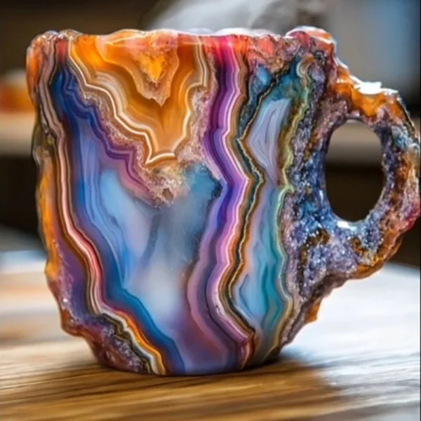 1PC Multi-Colored Mineral Crystal Coffee Mug，Natural Mineral Crystal Mug， Colorful Crystal Christmas Mugs,Christmas Gift New 4