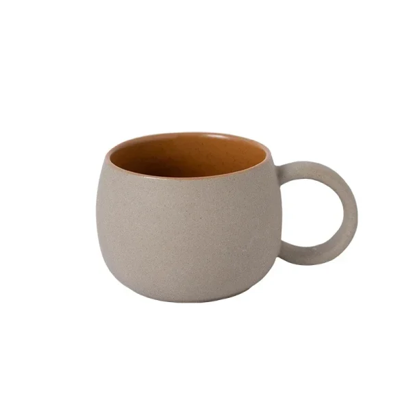 Pottery Mug For Latte Cappuccino Milk Juice Cocoa Cups With Dish 300ml 6