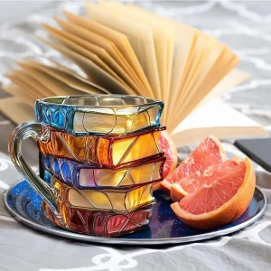 3D Book Stack Coffee Mugs,Novelty 3d Painted Books Coffee Mug, Unique Books Stack Coffee Cup, Collection Gifts for Book Lovers 1