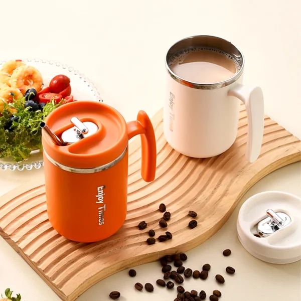 500ML Stainless Steel Coffee Mug With Handle Double Wall Insulated Coffee Cup With Lid And Tea Infuser Coffee Travel Mug Gifts 2