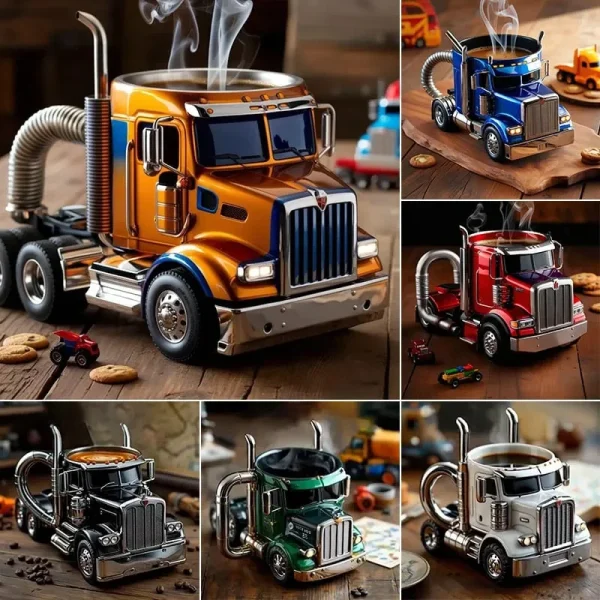 250MLCreative Truck Coffee Mug 11 OZ Semi-Trailer Cup Desktop Home Kitchen Semi-Trailer Truck Coffee Mug Ornament Collection 6