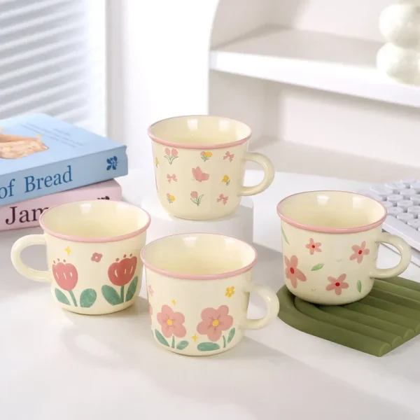 Ceramic Mugs, High Appearance Level, Ins-Style Tulip Flower Cups, Cute Girls' Creative Breakfast Cups And Coffee Cups 4