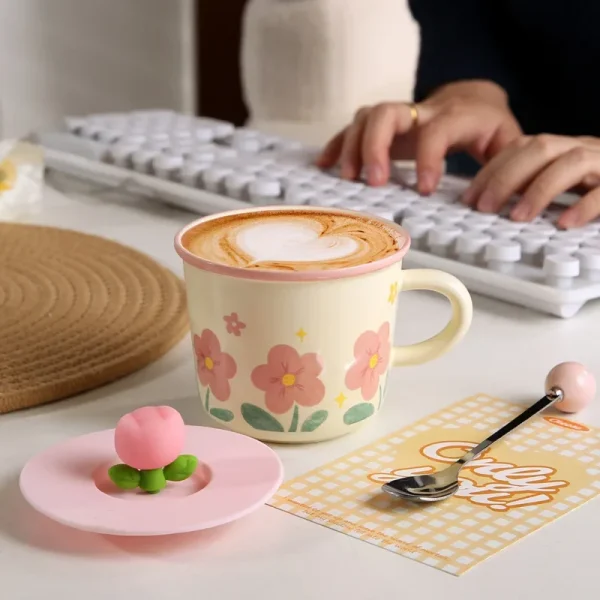 Ceramic Mugs, High Appearance Level, Ins-Style Tulip Flower Cups, Cute Girls' Creative Breakfast Cups And Coffee Cups 5