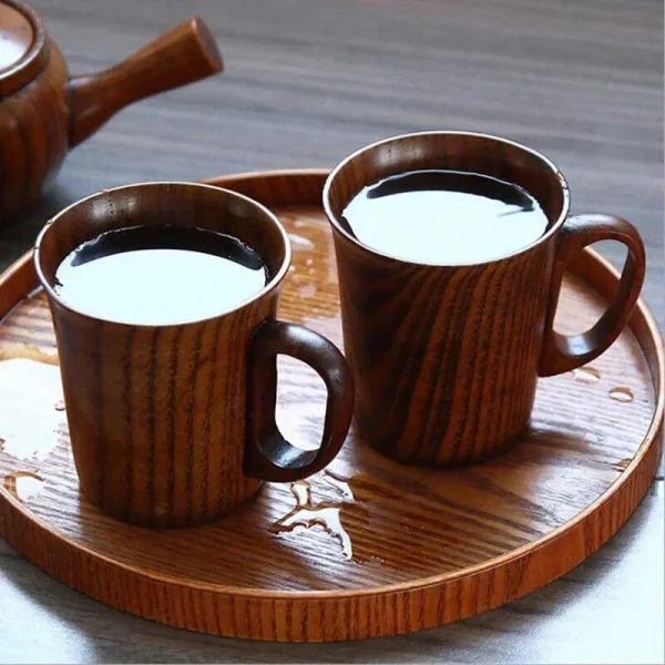400ML Handmade Wood Cup Wooden Coffee Beer Mugs Breakfast Beer Milk Drinkware Tea Cup Home Decoration 2