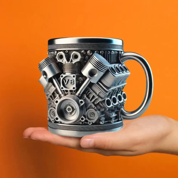 V8 Engines Themed Coffee Mug Handmade Coffee Cup For Car Lovers Funny 3D Large Capacity Tea Hot Beverage Mug For Home Office 2