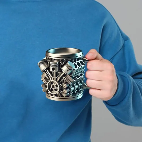 V8 Engines Themed Coffee Mug Handmade Coffee Cup For Car Lovers Funny 3D Large Capacity Tea Hot Beverage Mug For Home Office 3