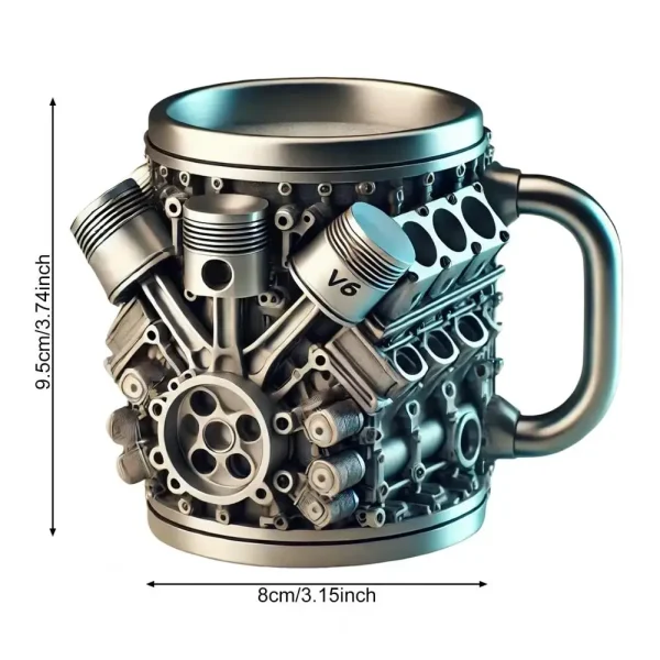 V8 Engines Themed Coffee Mug Handmade Coffee Cup For Car Lovers Funny 3D Large Capacity Tea Hot Beverage Mug For Home Office 6