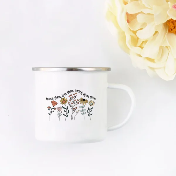 Teach Them Love Them Watch Them Grow Cute Teacher Floral Mug Back To School Teacher Appreciation Gift Teachers's Coffee Cup 5