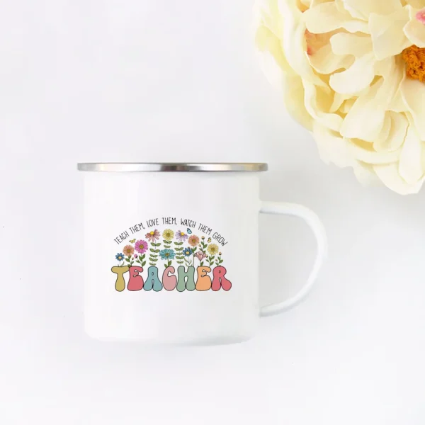 Teach Them Love Them Watch Them Grow Cute Teacher Floral Mug Back To School Teacher Appreciation Gift Teachers's Coffee Cup 6