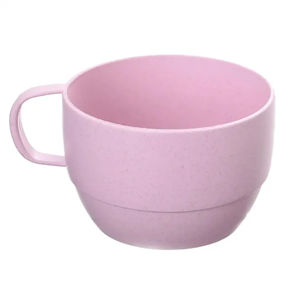 Simple Fall Resistant Reusable with Handle Eco-friendly Flat Bottom Wheat Straw Cup Drinkware Drinking Cup Coffee Mug 4