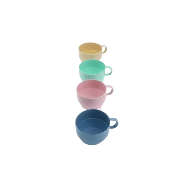 Simple Fall Resistant Reusable with Handle Eco-friendly Flat Bottom Wheat Straw Cup Drinkware Drinking Cup Coffee Mug 5