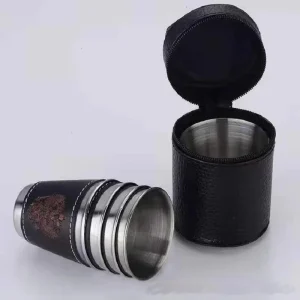4Pcs/set Stainless Steel Shot Glasses with Leather Case Espresso Shot Cups Barware Drinking Vessel Camping Home Restaurant Mug 1