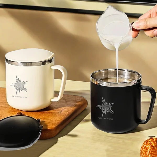 WORTHBUY 400ML 304 Stainless Steel Double Layer Mug Anti-fall  Insulated Mug With Lid Anti Scalding Water Cup For Adult Student 1
