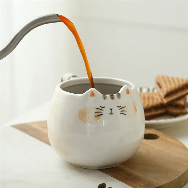 1pc cute ceramic cup, cat shaped mug, 380ml/13oz milk, coffee, and water cups 3
