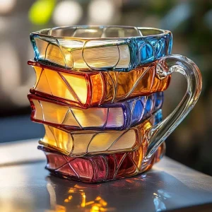 3D Painted Book Coffee Mugs Creative Colorful Book Stacked Glass or Resin Coffee Mugs  Cup Water Cup Perfect Gifts 1