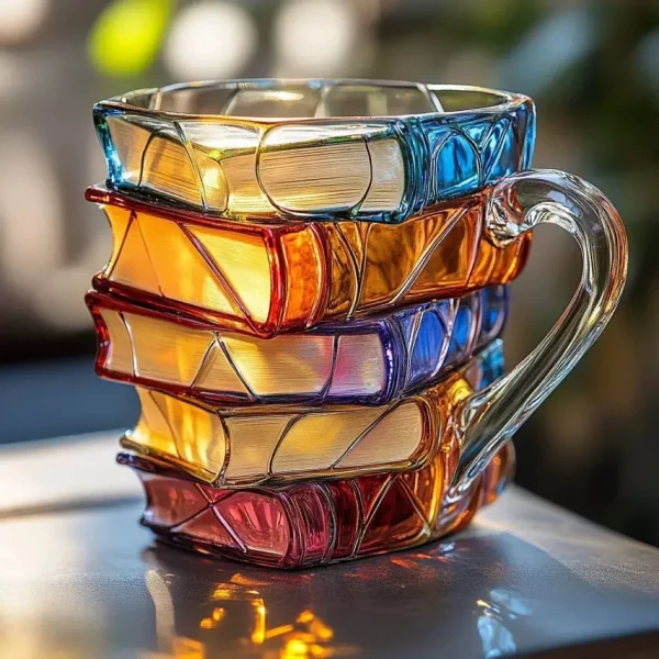 3D Painted Book Coffee Mugs Creative Colorful Book Stacked Glass or Resin Coffee Mugs  Cup Water Cup Perfect Gifts 1