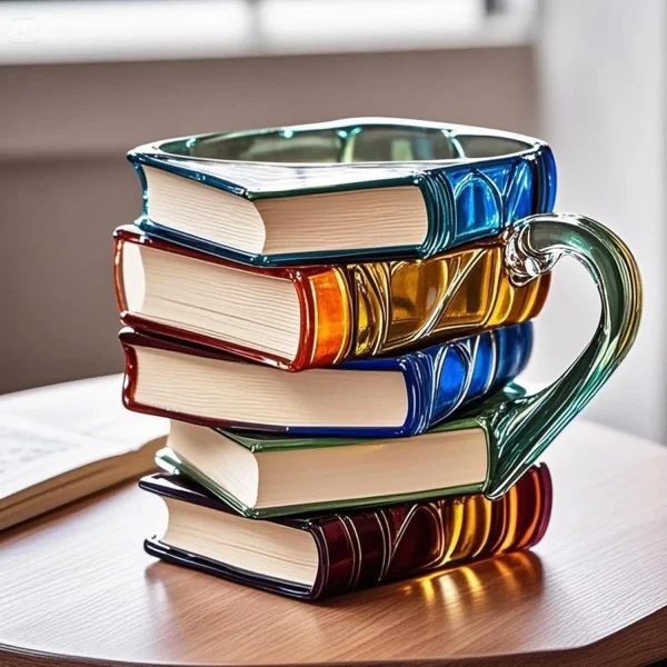 3D Painted Book Coffee Mugs Creative Colorful Book Stacked Glass or Resin Coffee Mugs  Cup Water Cup Perfect Gifts 2