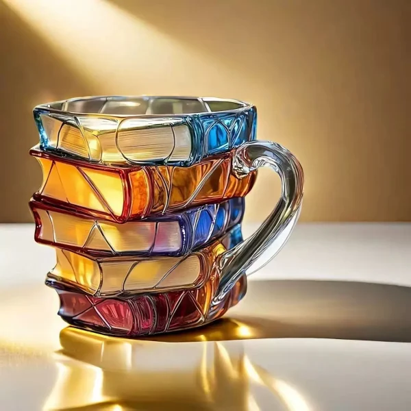 3D Painted Book Coffee Mugs Creative Colorful Book Stacked Glass or Resin Coffee Mugs  Cup Water Cup Perfect Gifts 3