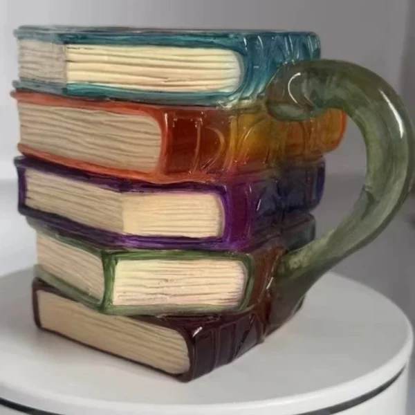3D Painted Book Coffee Mugs Creative Colorful Book Stacked Glass or Resin Coffee Mugs  Cup Water Cup Perfect Gifts 6