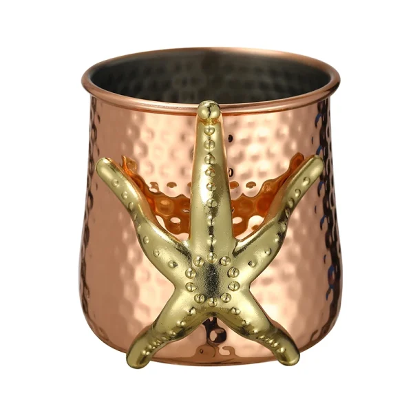 Copper Plated 540ml Hammered Stainless Steel Moscow Mule Mug Coffee Mug with Tentacle Handle 5