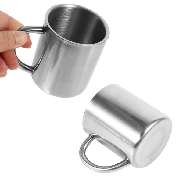 220ml Portable Mug Double Layer Stainless Steel Camping Cup Mug Camping Hiking Coffee Tea Cup Sets Beer Cup Drinkware Tools 4