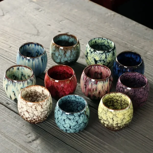 Japanese Style Tea Cup Kiln Transformation Ceramic Espresso Cup Porcelain Kung Fu Teacup Pottery Coffee Mug Wine Drinkware 4