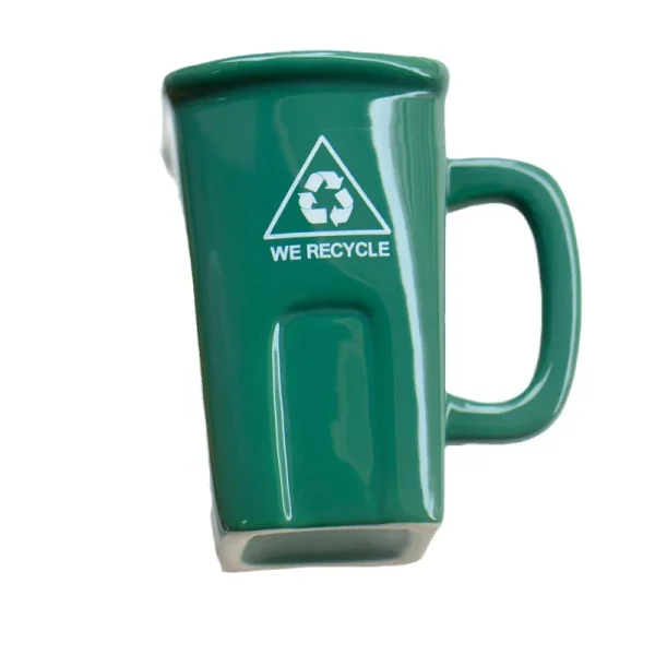 New 330ml Trash Can Cups Ceramic Coffee Mugs With Shovels And Spoons Funny Cups Mugs Drinking Water Cups 5