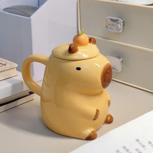 3D Capybara Mug Ceramic Coffee Mug Cartoon Capybara Couple Cup With Handle And Lid Funny Tea Cup Girls Gift Party Photo Prop 3