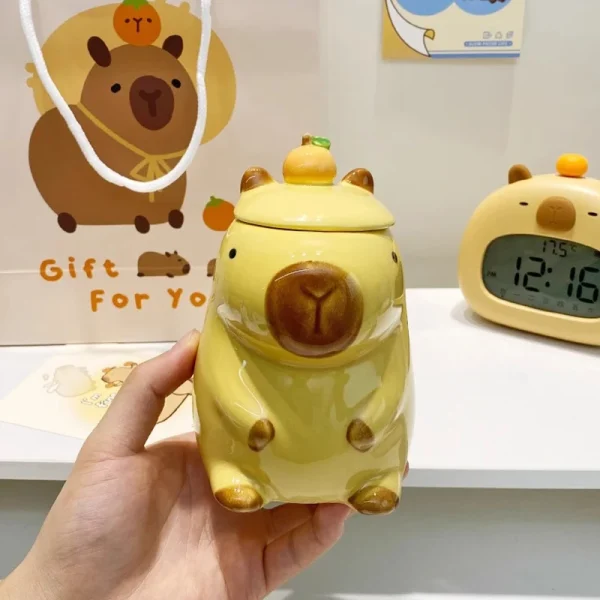 3D Capybara Mug Ceramic Coffee Mug Cartoon Capybara Couple Cup With Handle And Lid Funny Tea Cup Girls Gift Party Photo Prop 4