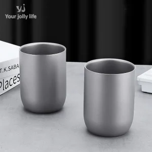 Pure Titanium Coffee Cup,Double-layer,Heat-proof,Heat-Resistant,Antibacterial,Mildew Resistant,Portable Outdoor Mug,120 ml,240ml 1