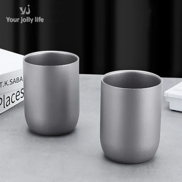 Pure Titanium Coffee Cup,Double-layer,Heat-proof,Heat-Resistant,Antibacterial,Mildew Resistant,Portable Outdoor Mug,120 ml,240ml 1