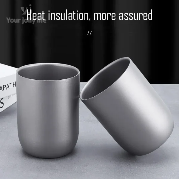 Pure Titanium Coffee Cup,Double-layer,Heat-proof,Heat-Resistant,Antibacterial,Mildew Resistant,Portable Outdoor Mug,120 ml,240ml 2