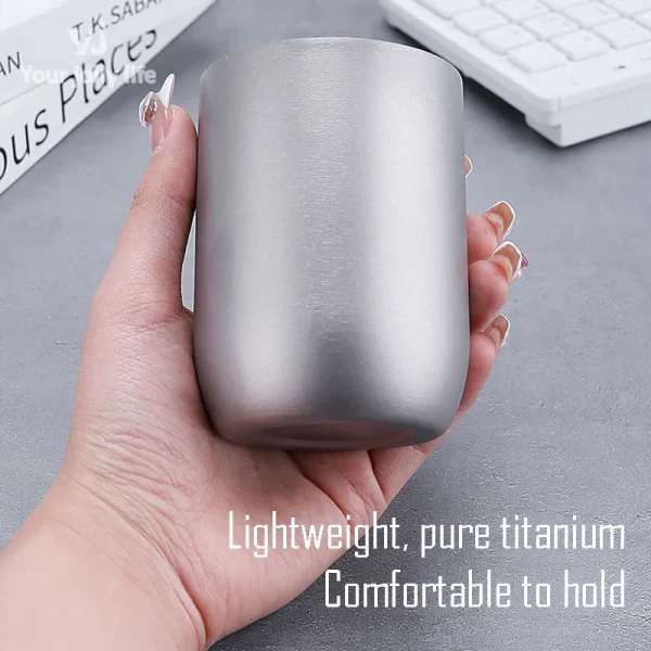 Pure Titanium Coffee Cup,Double-layer,Heat-proof,Heat-Resistant,Antibacterial,Mildew Resistant,Portable Outdoor Mug,120 ml,240ml 3