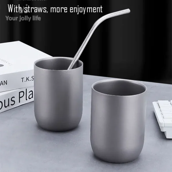 Pure Titanium Coffee Cup,Double-layer,Heat-proof,Heat-Resistant,Antibacterial,Mildew Resistant,Portable Outdoor Mug,120 ml,240ml 5