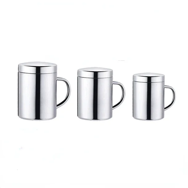 Double Wall Stainless Steel Coffee Mug with lid Portable Cup Travel Tumbler Jug Milk Tea Cups Office Water Mugs 1