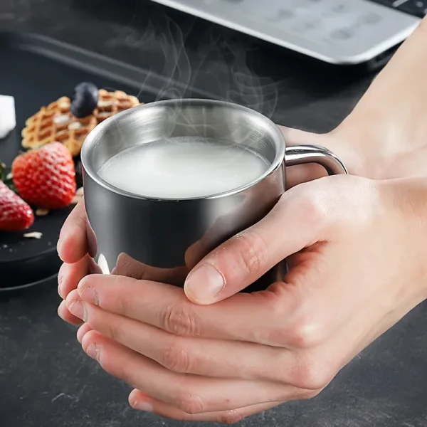 Double Wall Stainless Steel Coffee Mug with lid Portable Cup Travel Tumbler Jug Milk Tea Cups Office Water Mugs 2